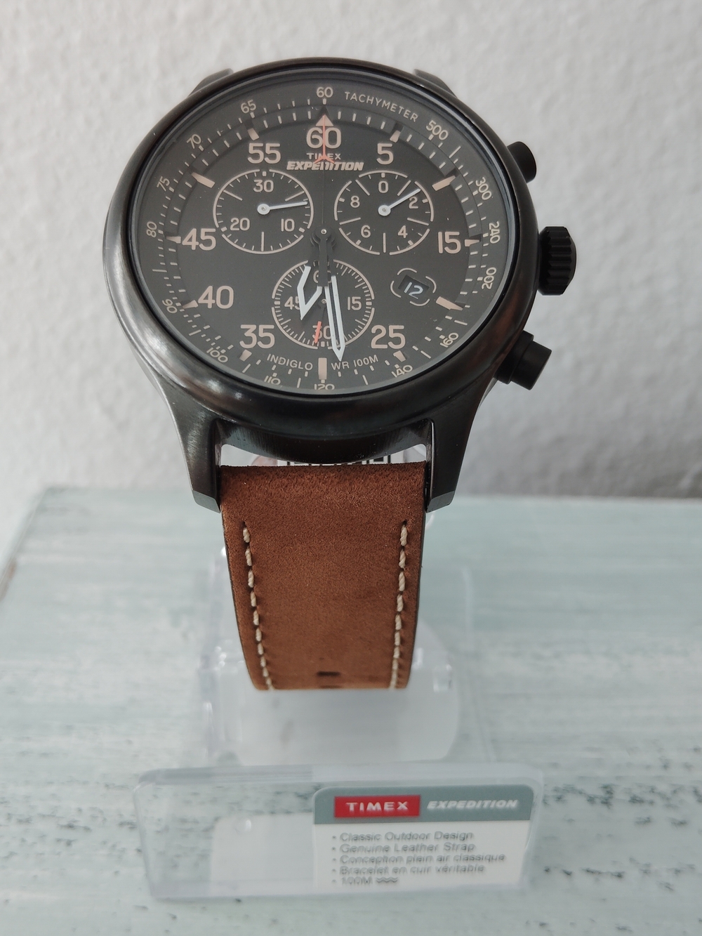 Timex Expedition Men's Brown Leather Strap Chronograph Military Field T49905 - Picture 3 of 8